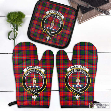 Charteris Tartan Combo Oven Mitt & Pot-Holder with Family Crest Black - Tartan Vibes Clothing