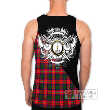 Charteris Tartan Men's Tank Top with Family Crest and Military Logo Style