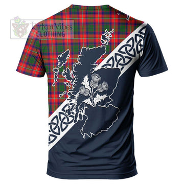 Charteris Tartan T-Shirt Featuring Thistle and Scotland Map