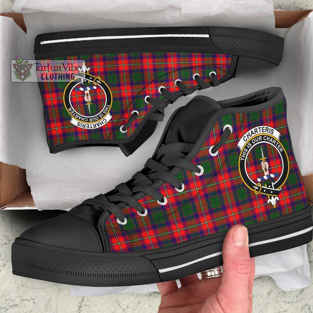 Charteris Tartan High Top Shoes with Family Crest - Tartan Vibes Clothing