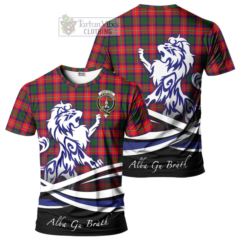 Tartan Vibes Clothing Charteris Tartan Cotton T-shirt with Alba Gu Brath Regal Lion Emblem