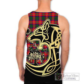 Charteris Tartan Men's Tank Top with Family Crest Celtic Wolf Style