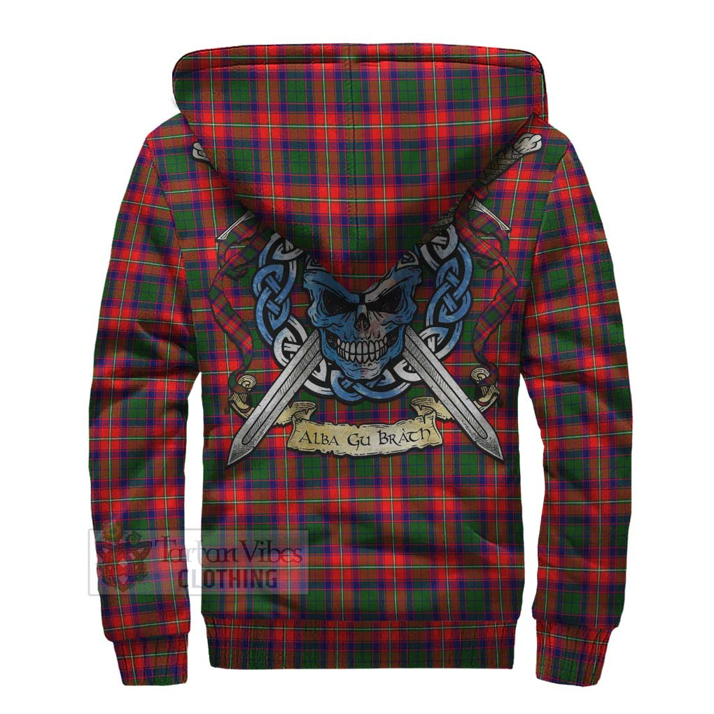 Charteris Tartan Sherpa Hoodie with Family Crest Celtic Skull Style - Tartan Vibes Clothing