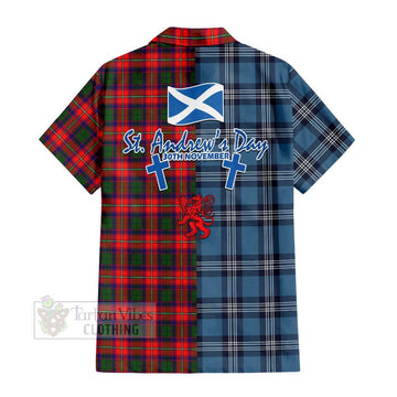 Charteris Tartan Short Sleeve Button Shirt Happy St. Andrew's Day Half Tartan Style