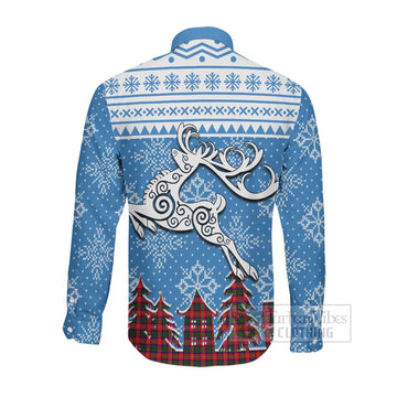 Charteris Clan Christmas Long Sleeve Button Shirt Celtic Reindeer Style