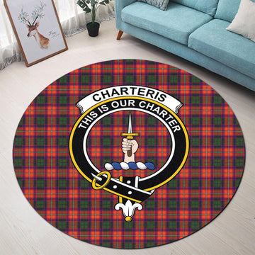 Charteris Tartan Round Rug with Family Crest