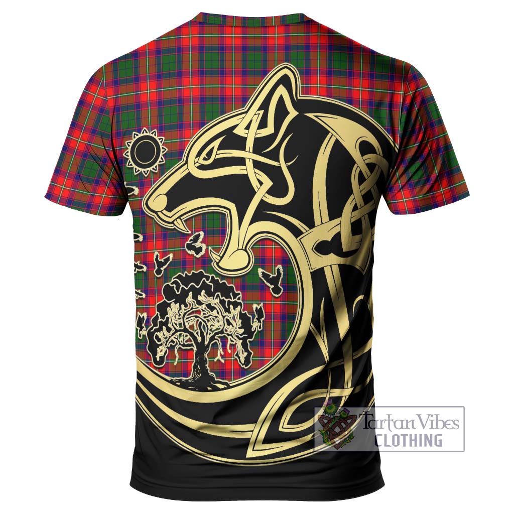 Tartan Vibes Clothing Charteris Tartan T-Shirt with Family Crest Celtic Wolf Style