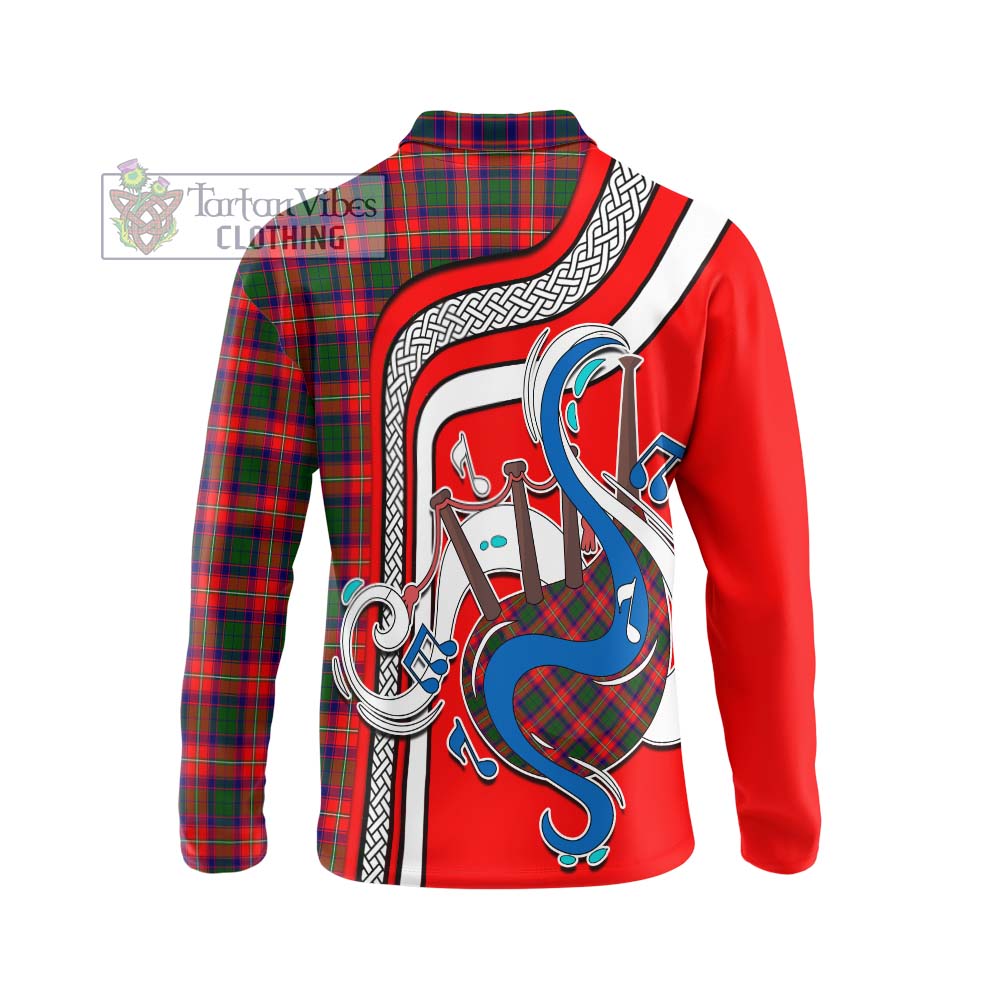 Tartan Vibes Clothing Charteris Tartan Long Sleeve Polo Shirt with Epic Bagpipe Style