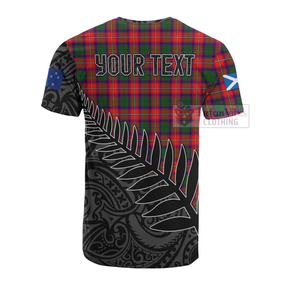 Tartan Vibes Clothing Charteris Crest Tartan Cotton T-shirt with New Zealand Silver Fern Half Style