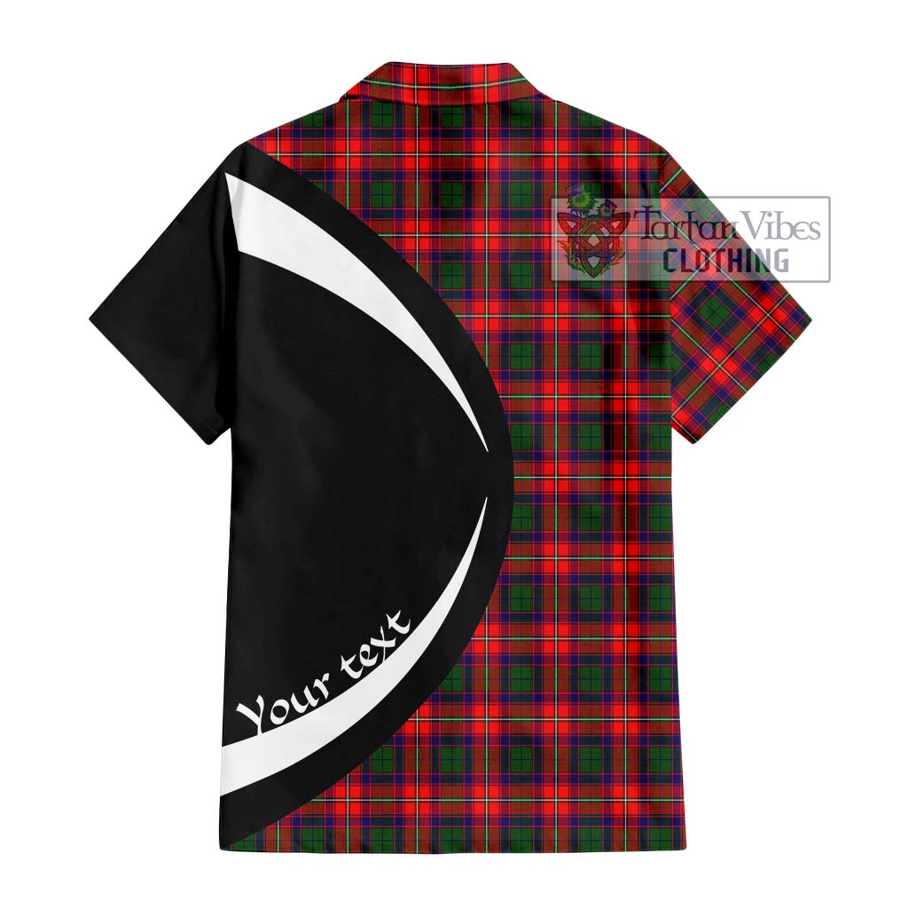 Charteris Tartan Short Sleeve Button Up with Family Crest Circle Style - Tartan Vibes Clothing