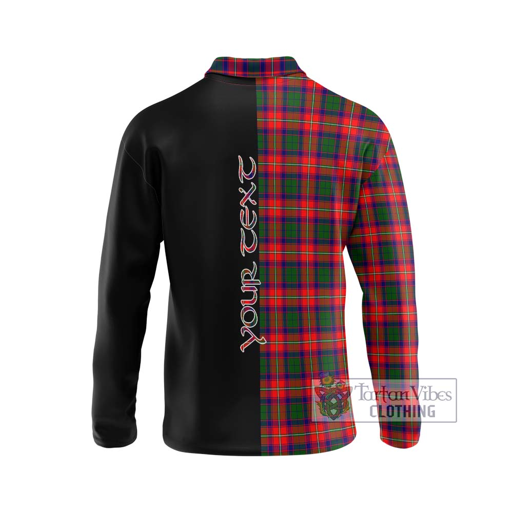 Charteris Tartan Long Sleeve Polo Shirt with Family Crest and Half Of Me Style - Tartanvibesclothing Shop