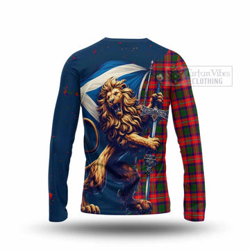 Charteris Tartan Family Crest Long Sleeve T-Shirt with Scottish Majestic Lion