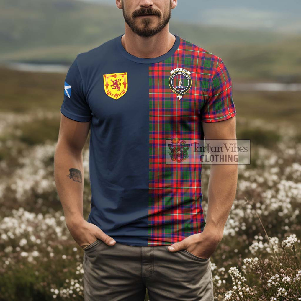 Tartan Vibes Clothing Charteris Tartan T-Shirt Alba with Scottish Lion Royal Arm Half Style