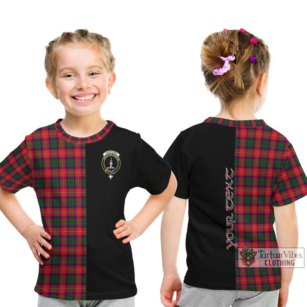 Charteris Tartan Kid T-Shirt with Family Crest and Half Of Me Style - Tartanvibesclothing Shop