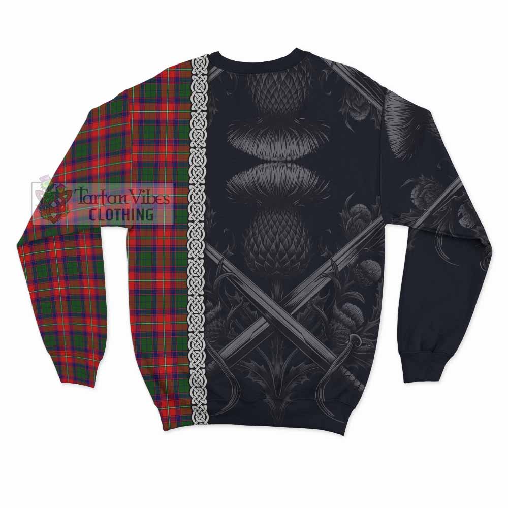 Tartan Vibes Clothing Charteris Tartan Sweatshirt with Family Crest Cross Sword Thistle Celtic Vibes