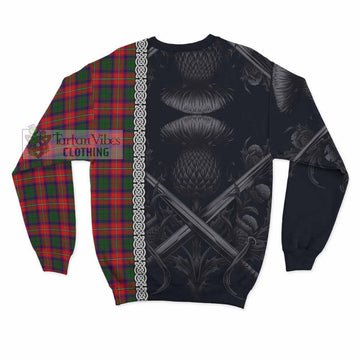 Charteris Tartan Sweatshirt with Family Crest Cross Sword Thistle Celtic Vibes