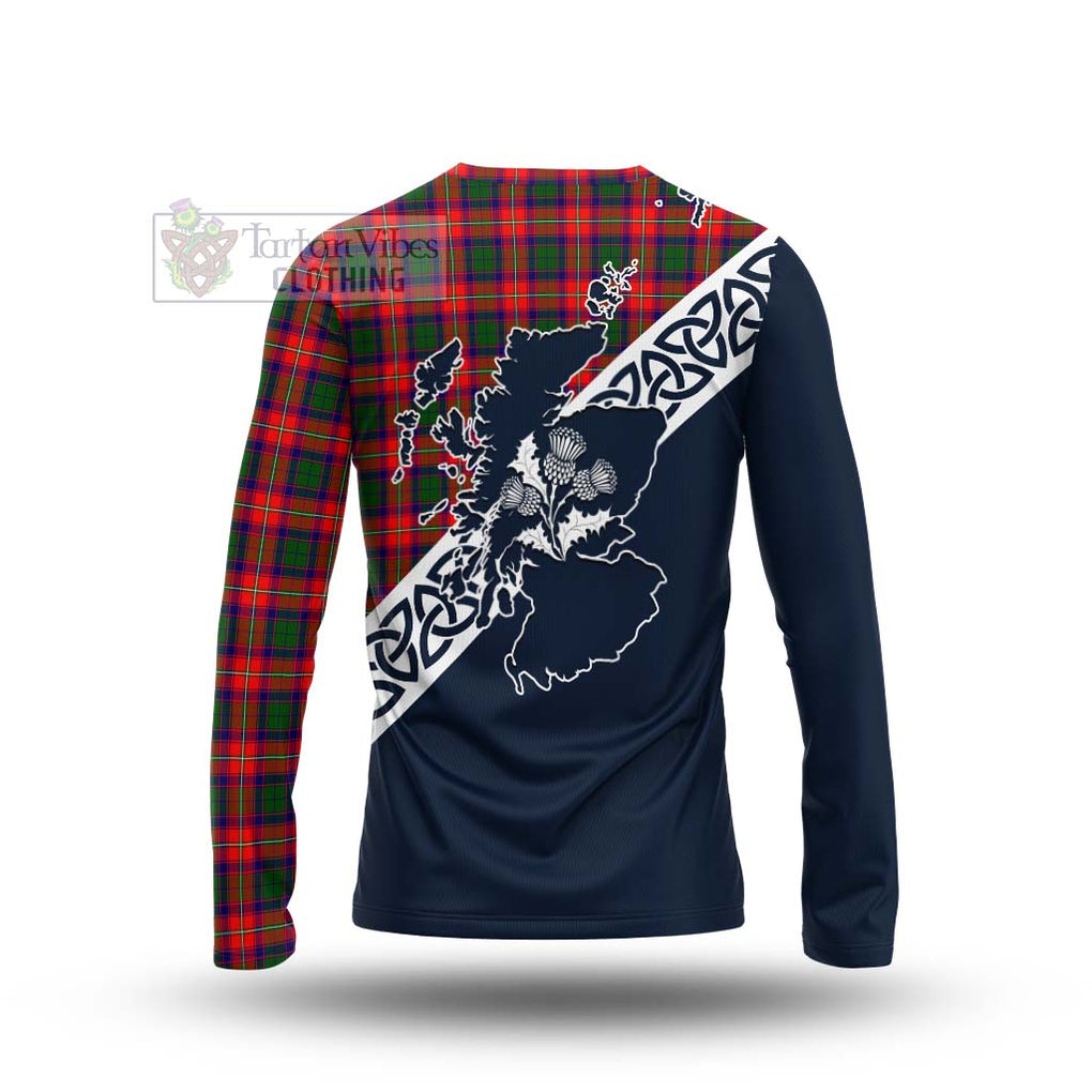 Tartan Vibes Clothing Charteris Tartan Long Sleeve T-Shirt Featuring Thistle and Scotland Map