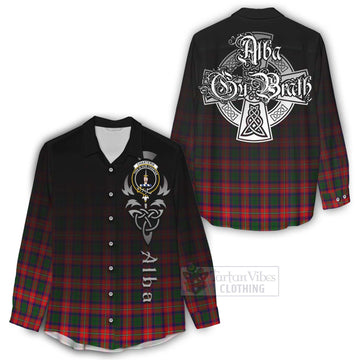 Charteris Tartan Women's Casual Shirt Featuring Alba Gu Brath Family Crest Celtic Inspired