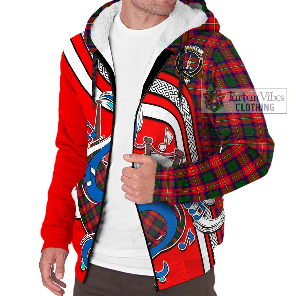 Charteris Tartan Sherpa Hoodie with Epic Bagpipe Style Unisex - Tartanvibesclothing Shop