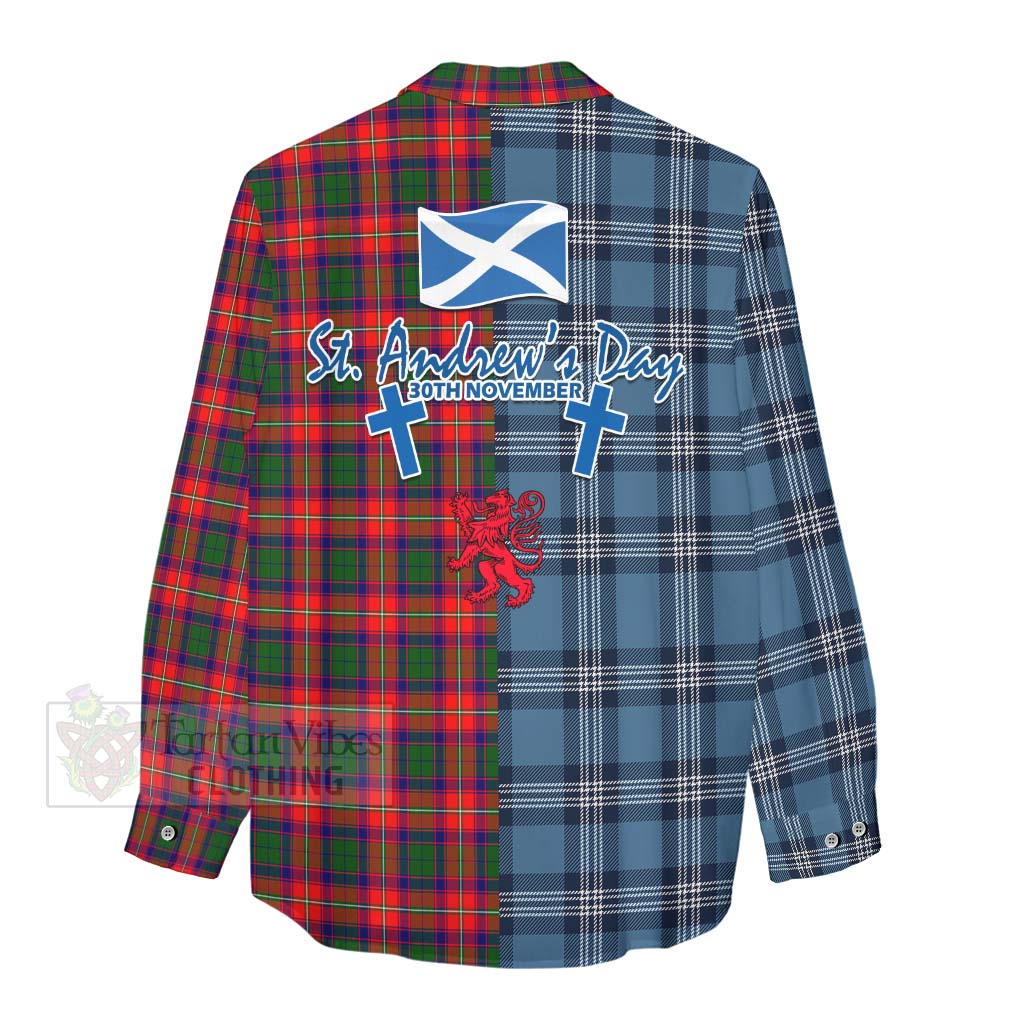 Tartan Vibes Clothing Charteris Tartan Women's Casual Shirt Happy St. Andrew's Day Half Tartan Style