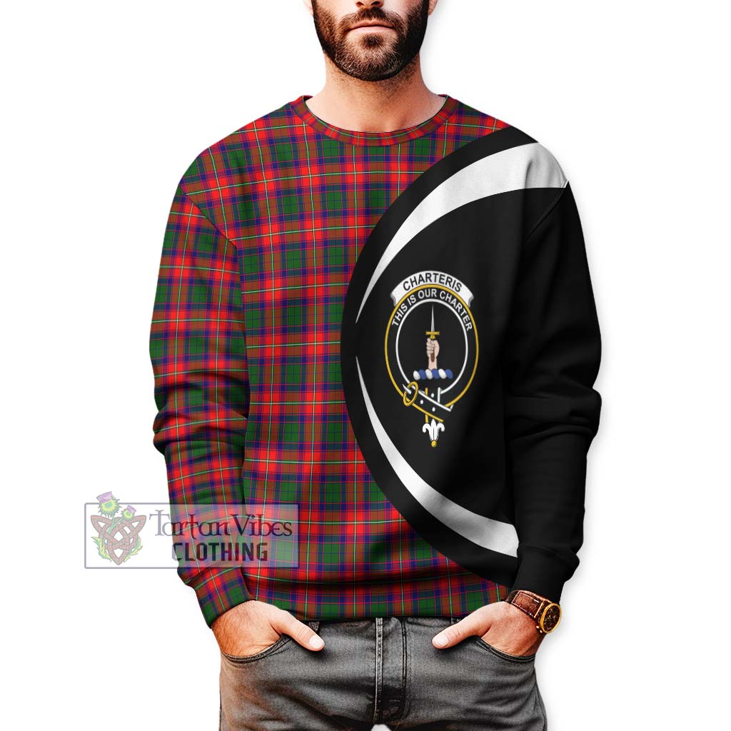 Charteris Tartan Sweatshirt with Family Crest Circle Style - Tartan Vibes Clothing