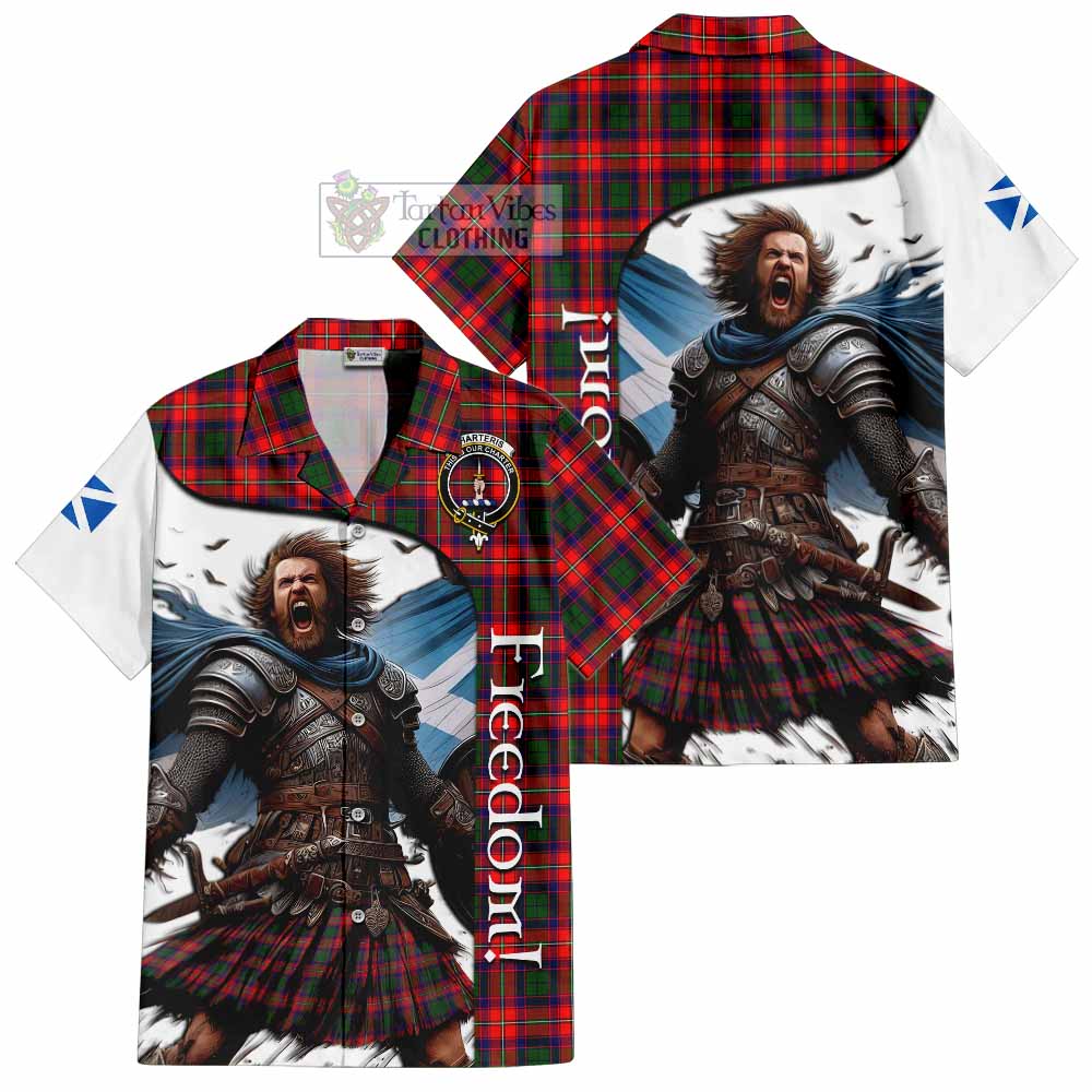 Tartan Vibes Clothing Charteris Crest Tartan Short Sleeve Button Shirt Inspired by the Freedom of Scottish Warrior