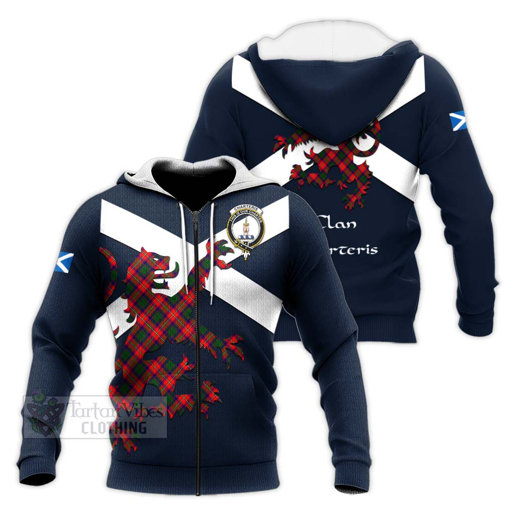 Tartan Vibes Clothing Charteris Tartan Lion Rampant Knitted Hoodie – Proudly Display Your Heritage with Alba Gu Brath and Clan Name