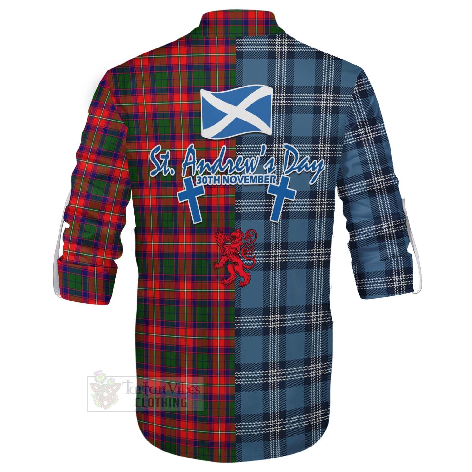 Tartan Vibes Clothing Charteris Tartan Ghillie Kilt Shirt Happy St. Andrew's Day Half Tartan Style