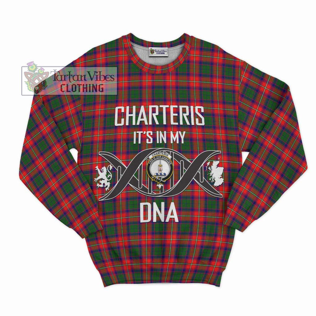 Charteris Tartan Sweatshirt with Family Crest DNA In Me Style - Tartanvibesclothing Shop