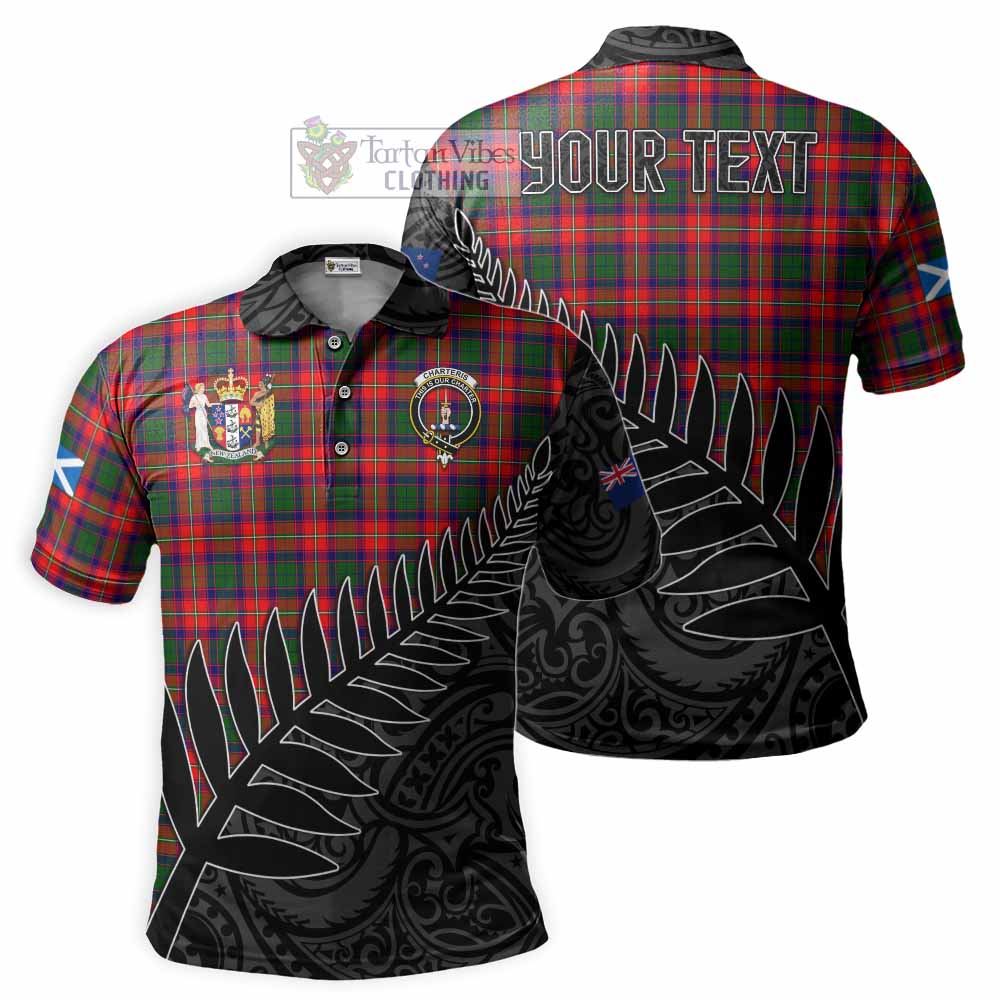 Charteris Crest Tartan Polo Shirt with New Zealand Silver Fern Half Style