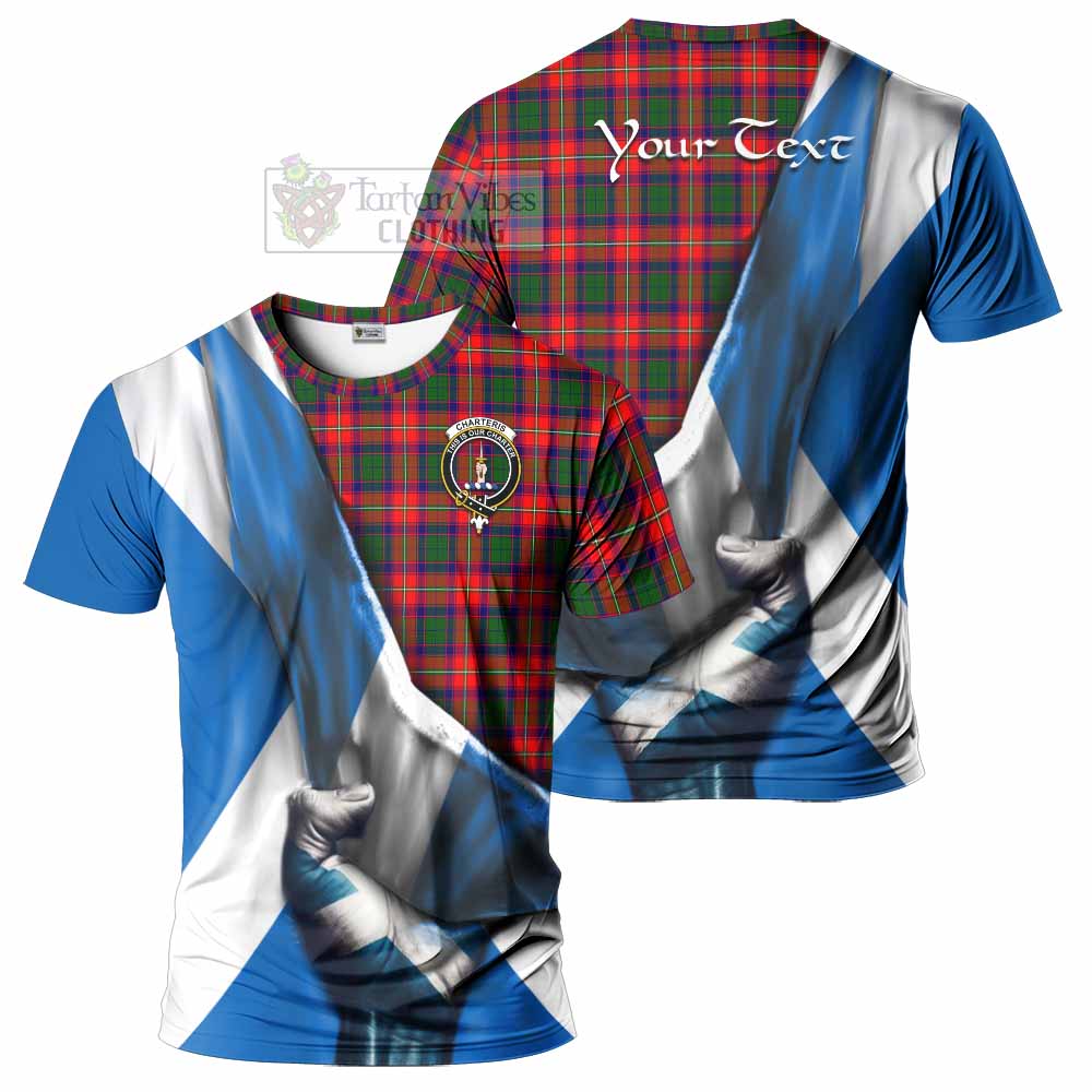 Tartan Vibes Clothing Charteris Tartan T-Shirt with Family Crest Scotland Patriotic Style