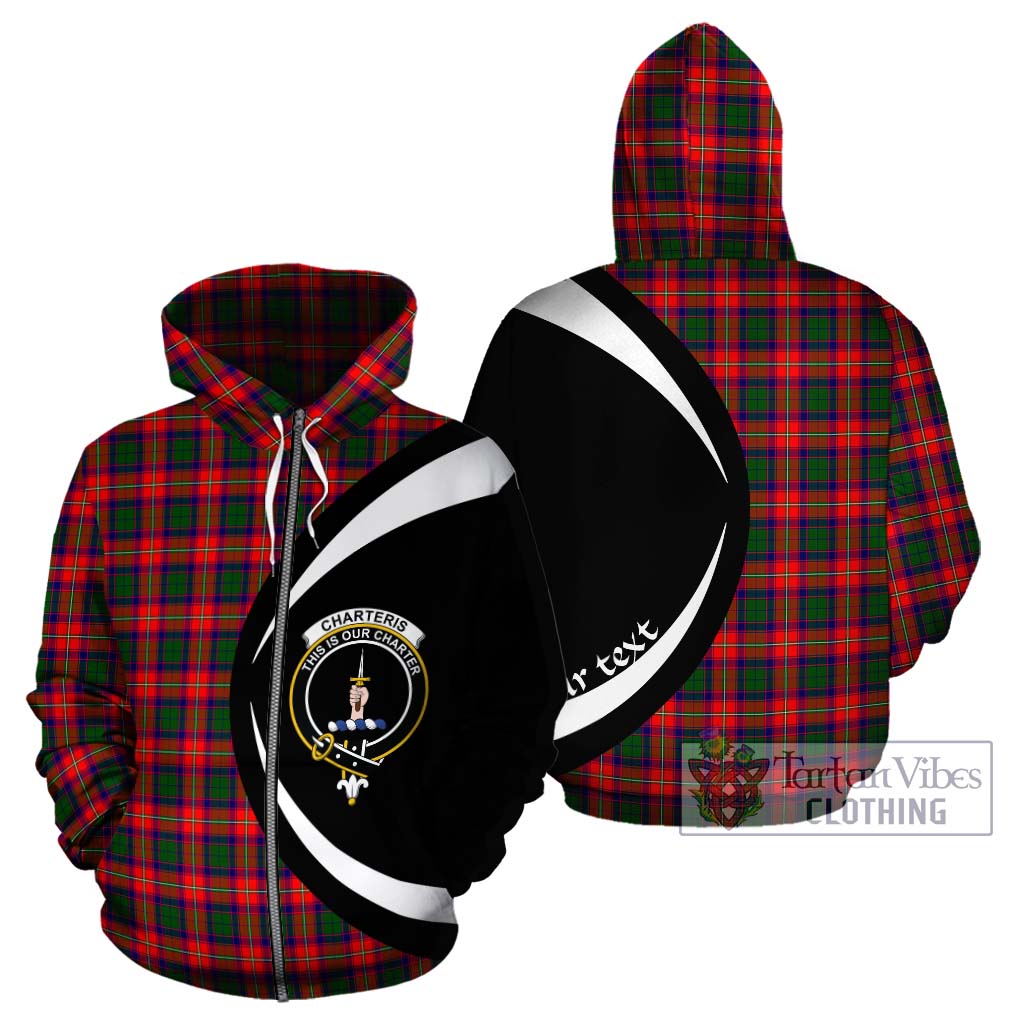 Tartan Vibes Clothing Charteris Tartan Hoodie with Family Crest Circle Style