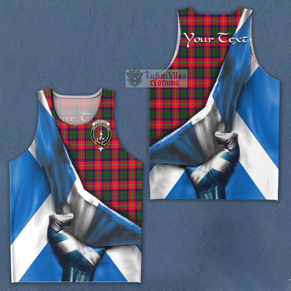 Tartan Vibes Clothing Charteris Tartan Men's Tank Top with Family Crest Scotland Patriotic Style