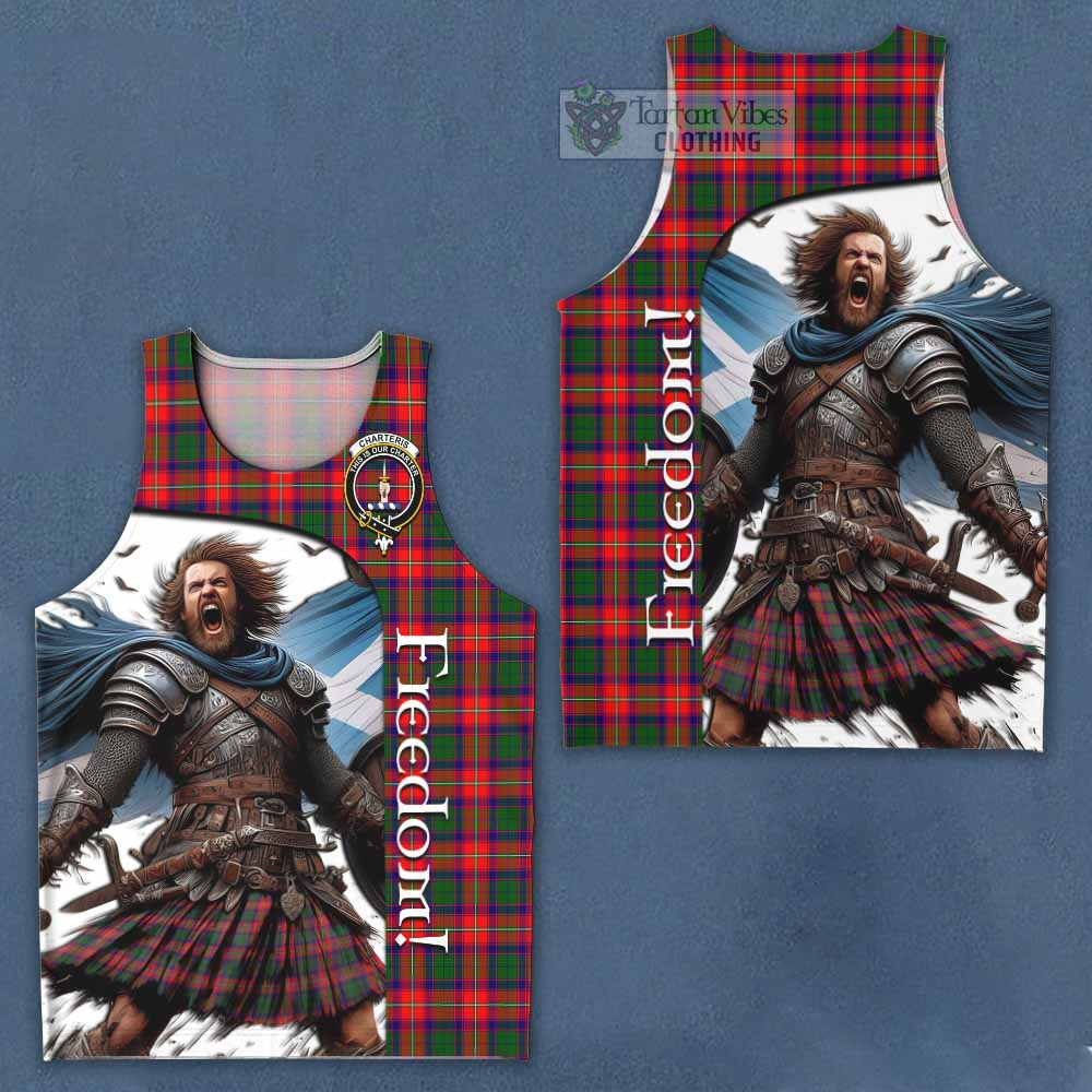 Tartan Vibes Clothing Charteris Crest Tartan Men's Tank Top Inspired by the Freedom of Scottish Warrior