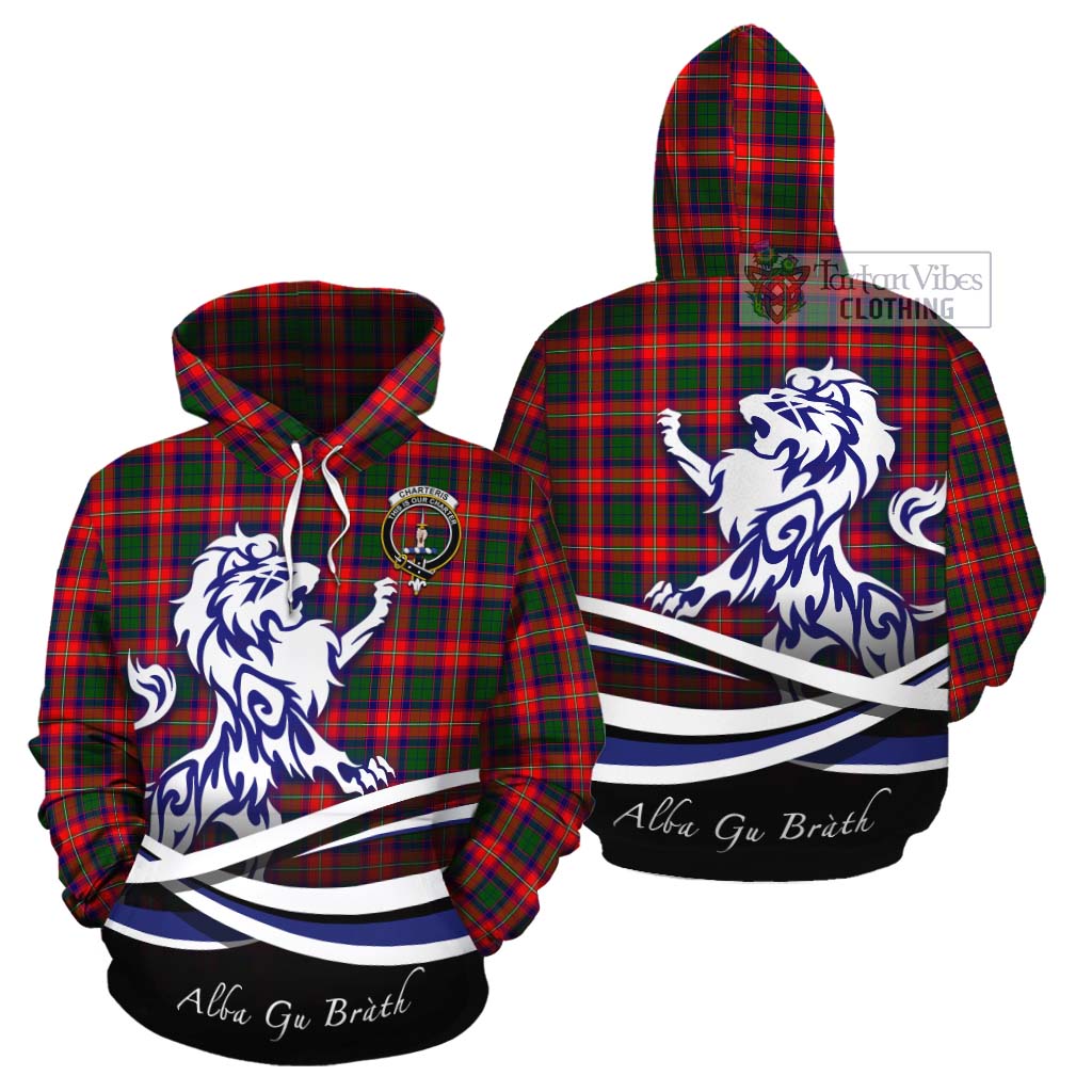 Tartan Vibes Clothing Charteris Tartan Cotton Hoodie with Alba Gu Brath Regal Lion Emblem