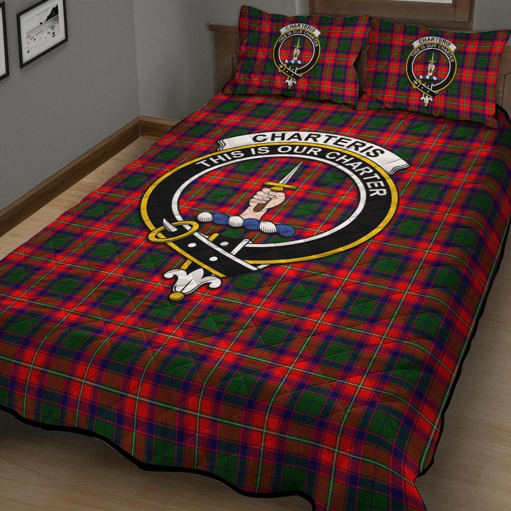 Charteris Tartan Quilt Bed Set with Family Crest - Tartanvibesclothing
