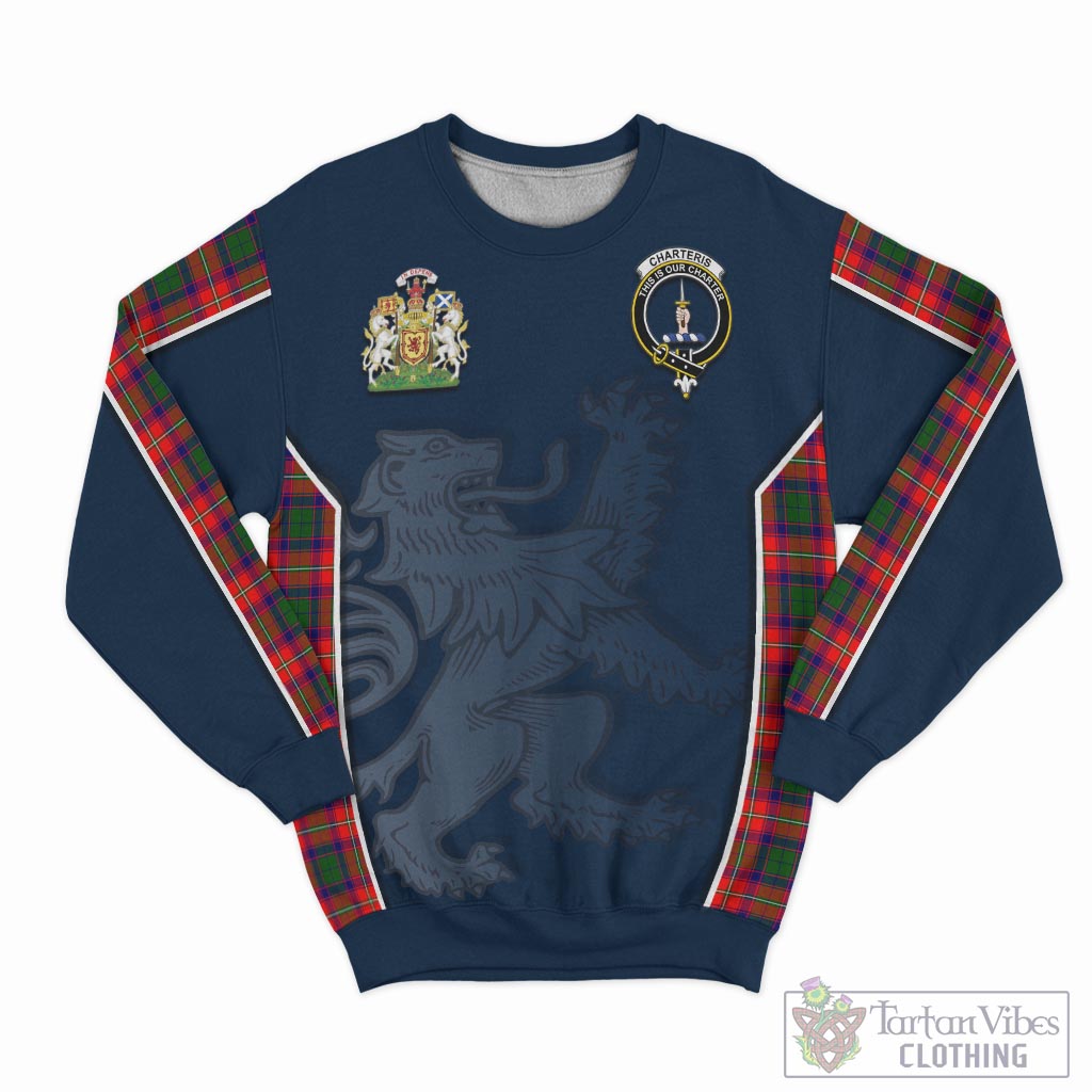 Tartan Vibes Clothing Charteris Tartan Sweater with Family Crest and Lion Rampant Vibes Sport Style