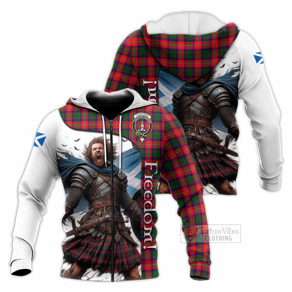 Tartan Vibes Clothing Charteris Crest Tartan Knitted Hoodie Inspired by the Freedom of Scottish Warrior