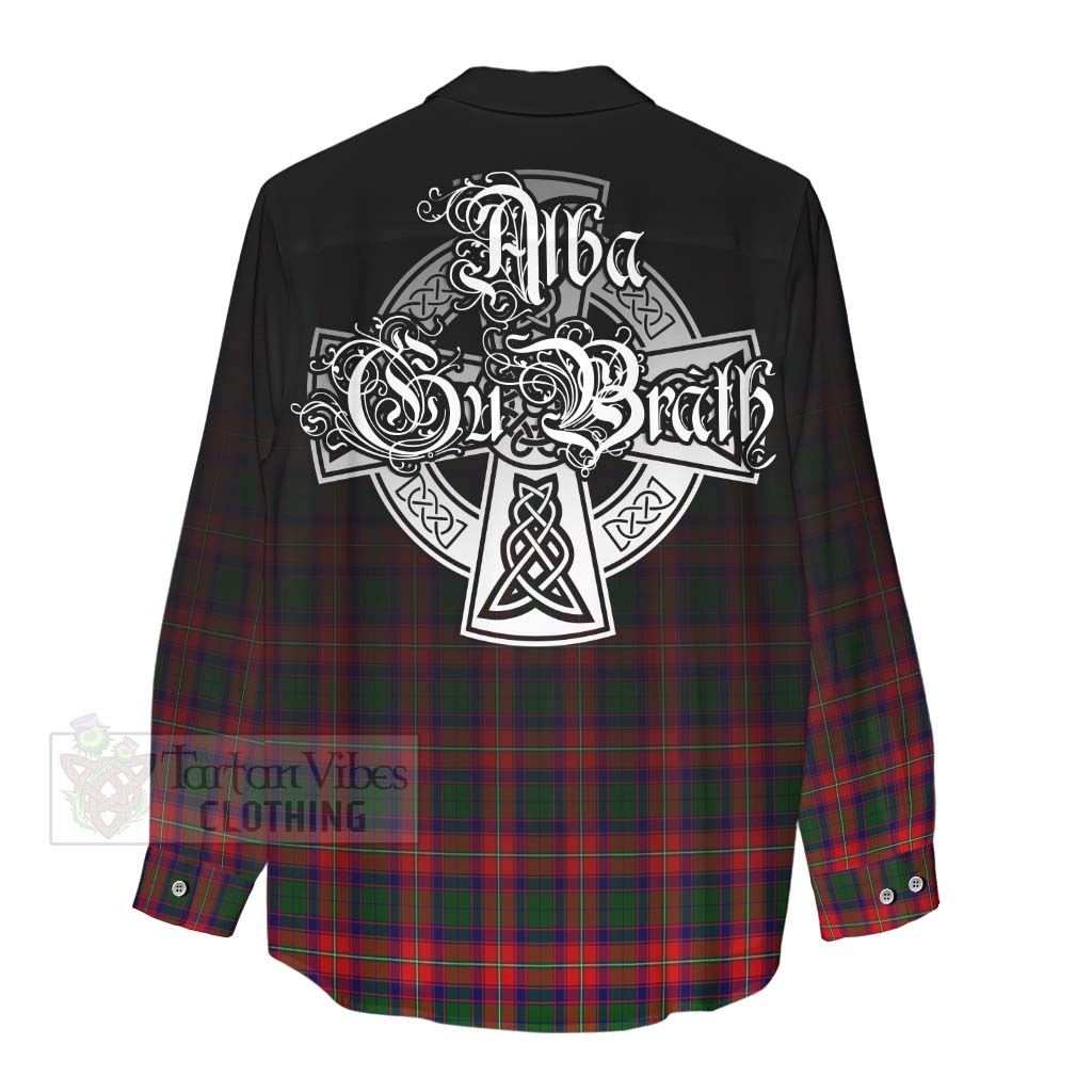 Tartan Vibes Clothing Charteris Tartan Women's Casual Shirt Featuring Alba Gu Brath Family Crest Celtic Inspired