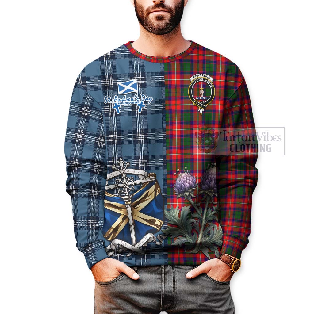 Tartan Vibes Clothing Charteris Tartan Sweatshirt Happy St. Andrew's Day Half Tartan Style