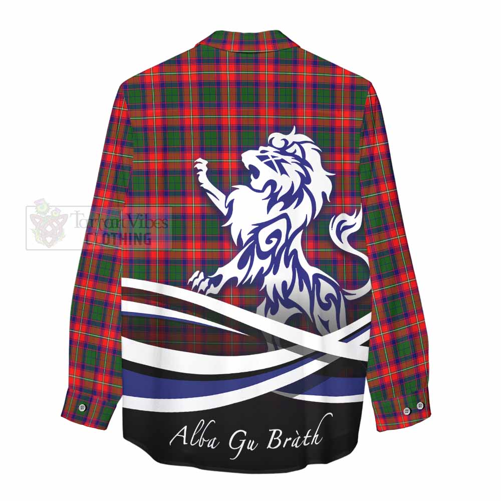 Tartan Vibes Clothing Charteris Tartan Women's Casual Shirt with Alba Gu Brath Regal Lion Emblem