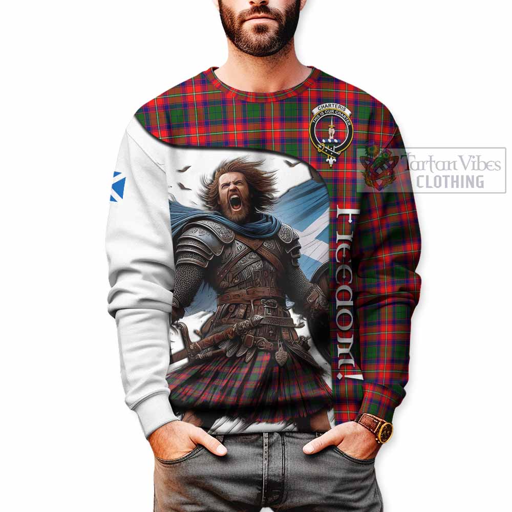 Tartan Vibes Clothing Charteris Crest Tartan Sweatshirt Inspired by the Freedom of Scottish Warrior