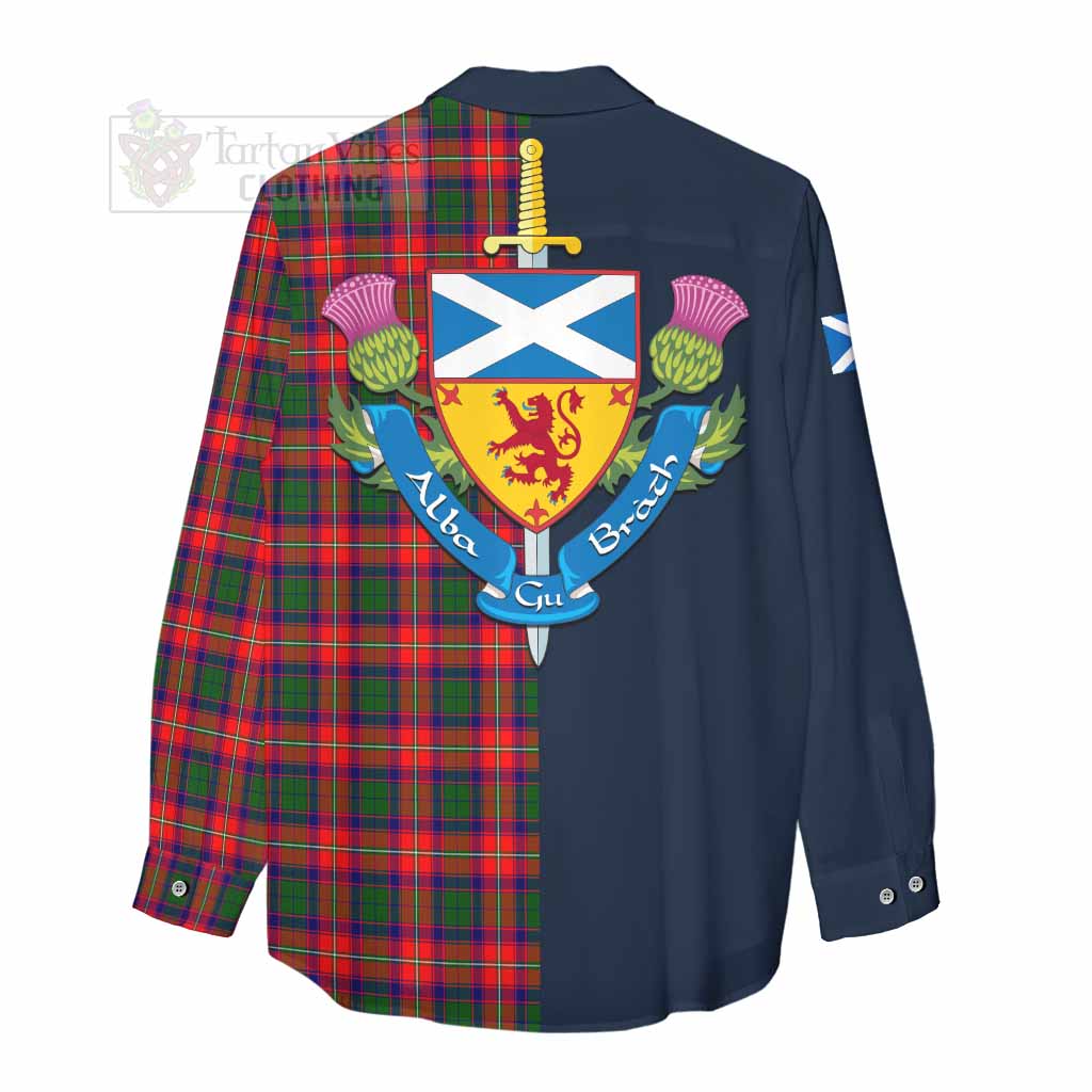 Tartan Vibes Clothing Charteris Tartan Women's Casual Shirt Alba with Scottish Lion Royal Arm Half Style