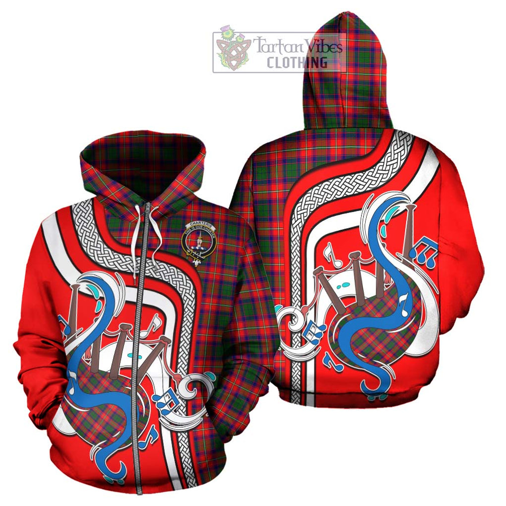 Charteris Tartan Hoodie with Epic Bagpipe Style - Tartanvibesclothing Shop