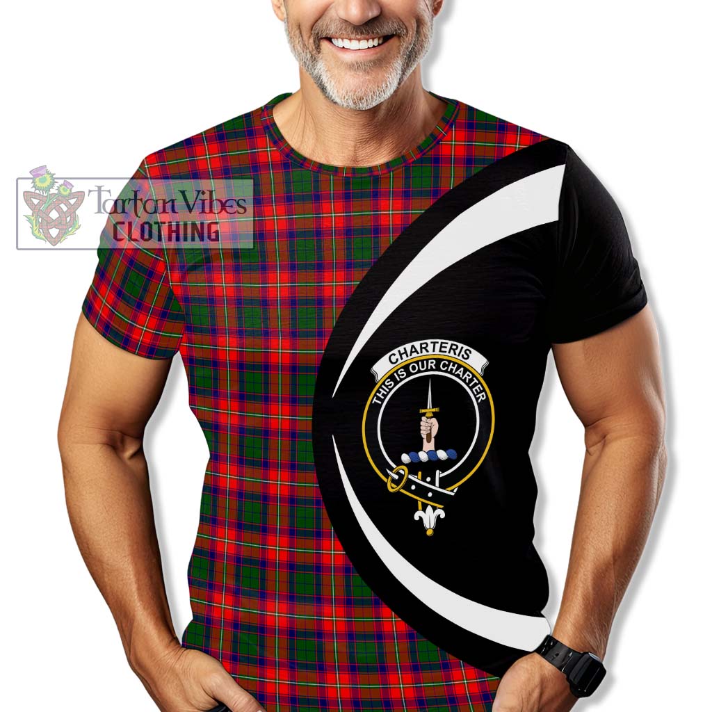 Tartan Vibes Clothing Charteris Tartan T-Shirt with Family Crest Circle Style