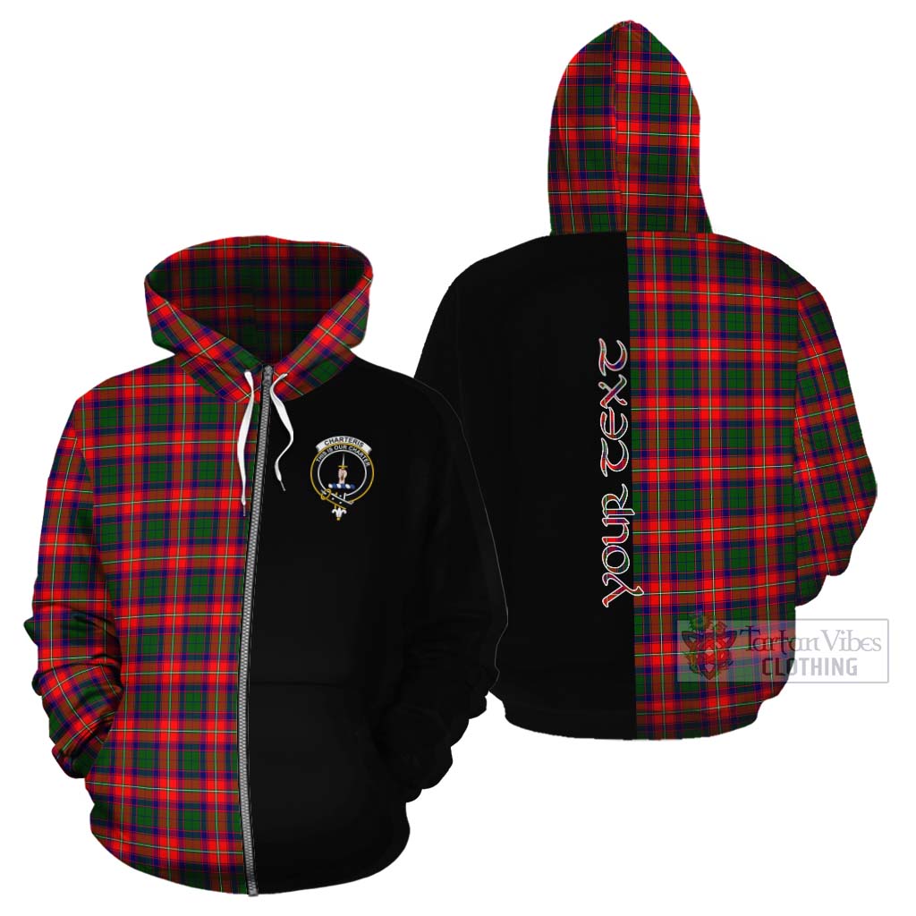 Tartan Vibes Clothing Charteris Tartan Cotton Hoodie with Family Crest and Half Of Me Style