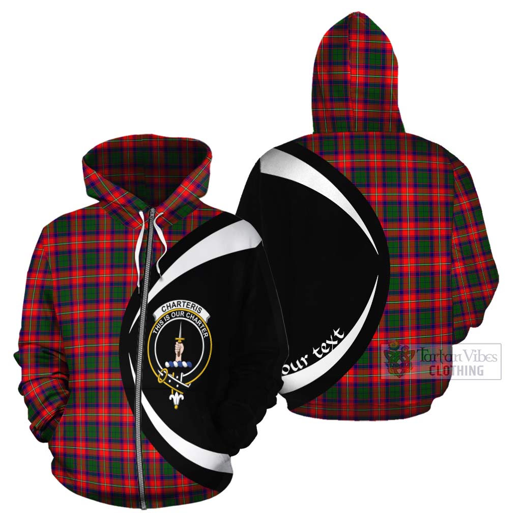 Tartan Vibes Clothing Charteris Tartan Cotton Hoodie with Family Crest Circle Style