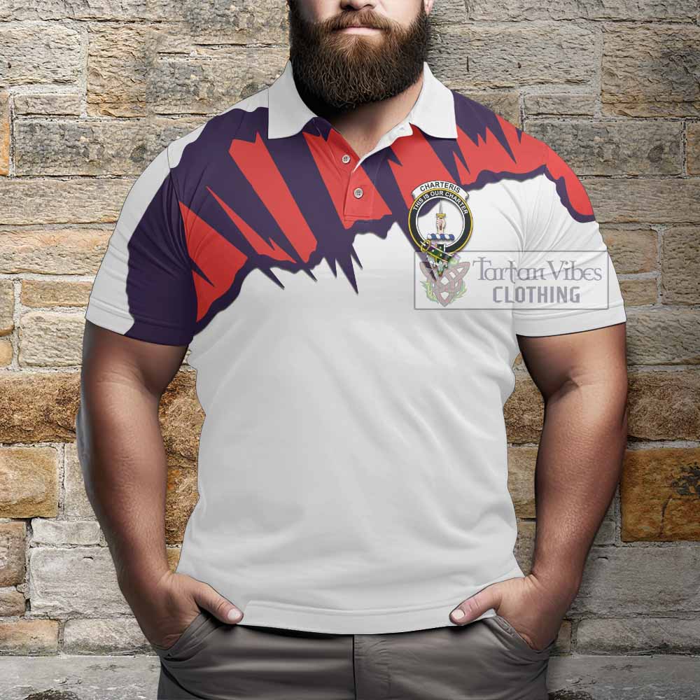 Tartan Vibes Clothing Charteris Clan Crest Polo Shirt with Retro Sport Style