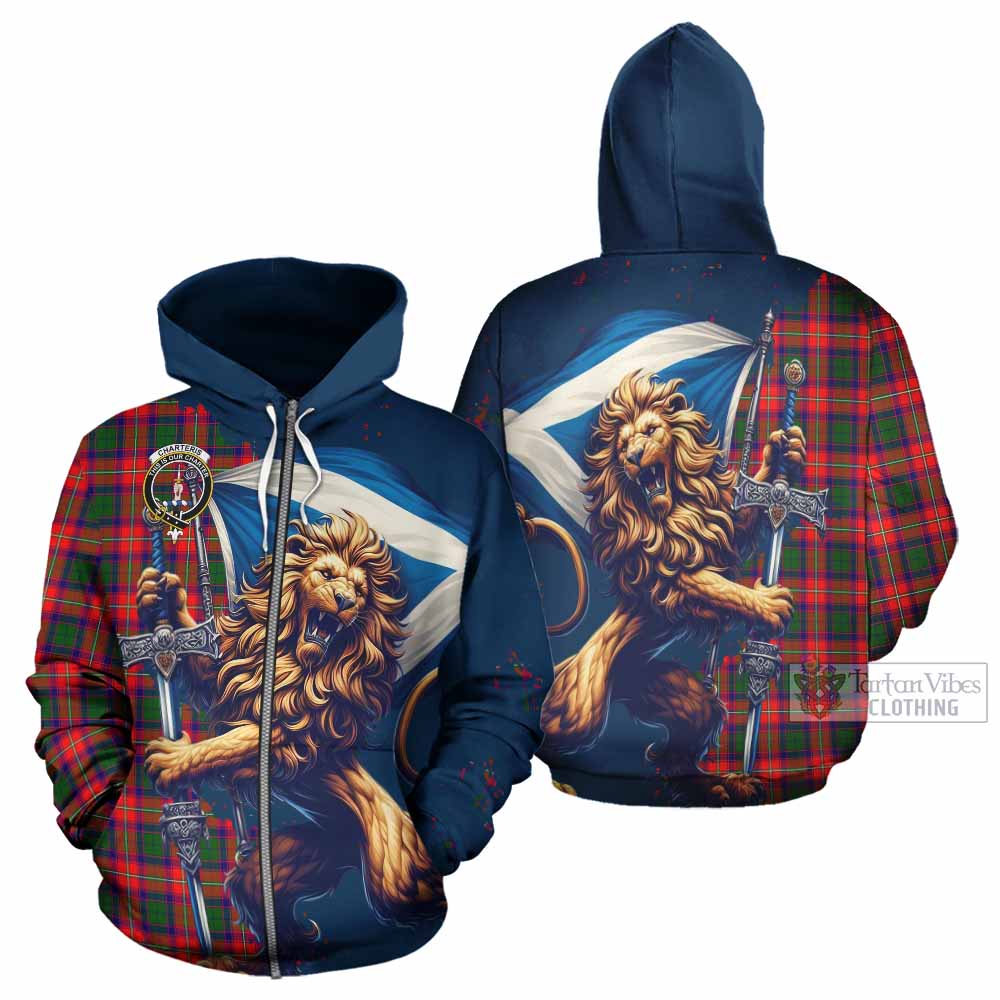 Charteris Tartan Family Crest Hoodie with Scottish Majestic Lion