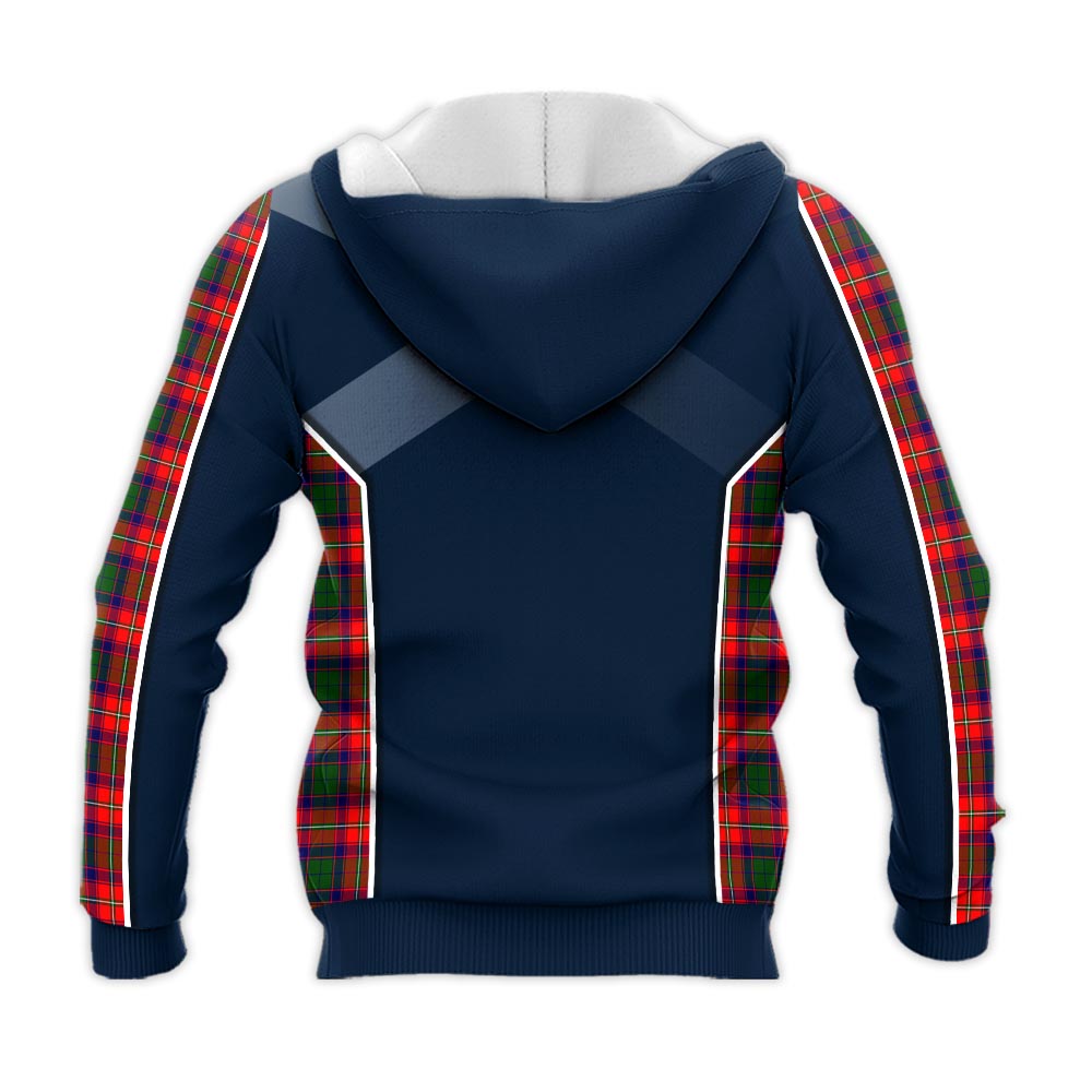 Tartan Vibes Clothing Charteris Tartan Knitted Hoodie with Family Crest and Scottish Thistle Vibes Sport Style